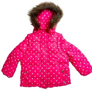 Mini Boden Pink White Polka Dot Winter Puffer Size 11-12Y💗